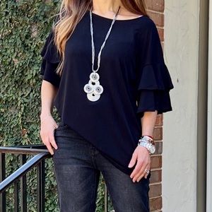 Double Ruffle Sleeves Tunic Top NWOT